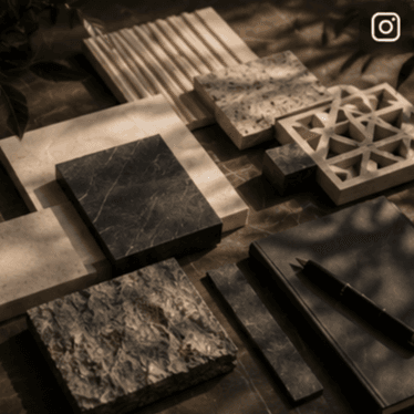 Architectural material mood board and design workspace